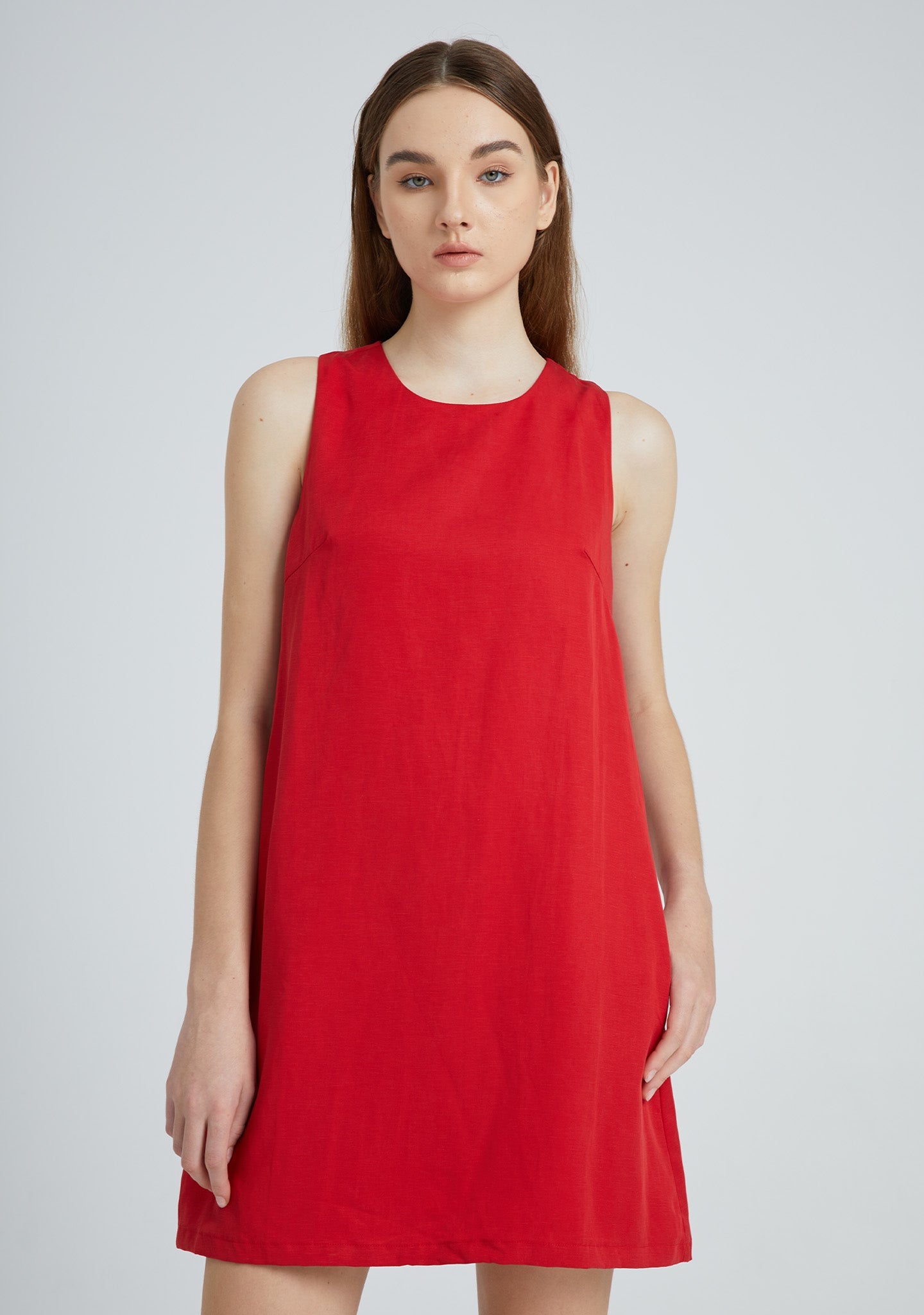Odette Dress Short Salient Label half front view red