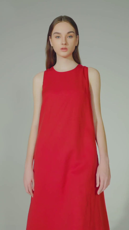 Odette Tencel™ Midi Dress in Crimson