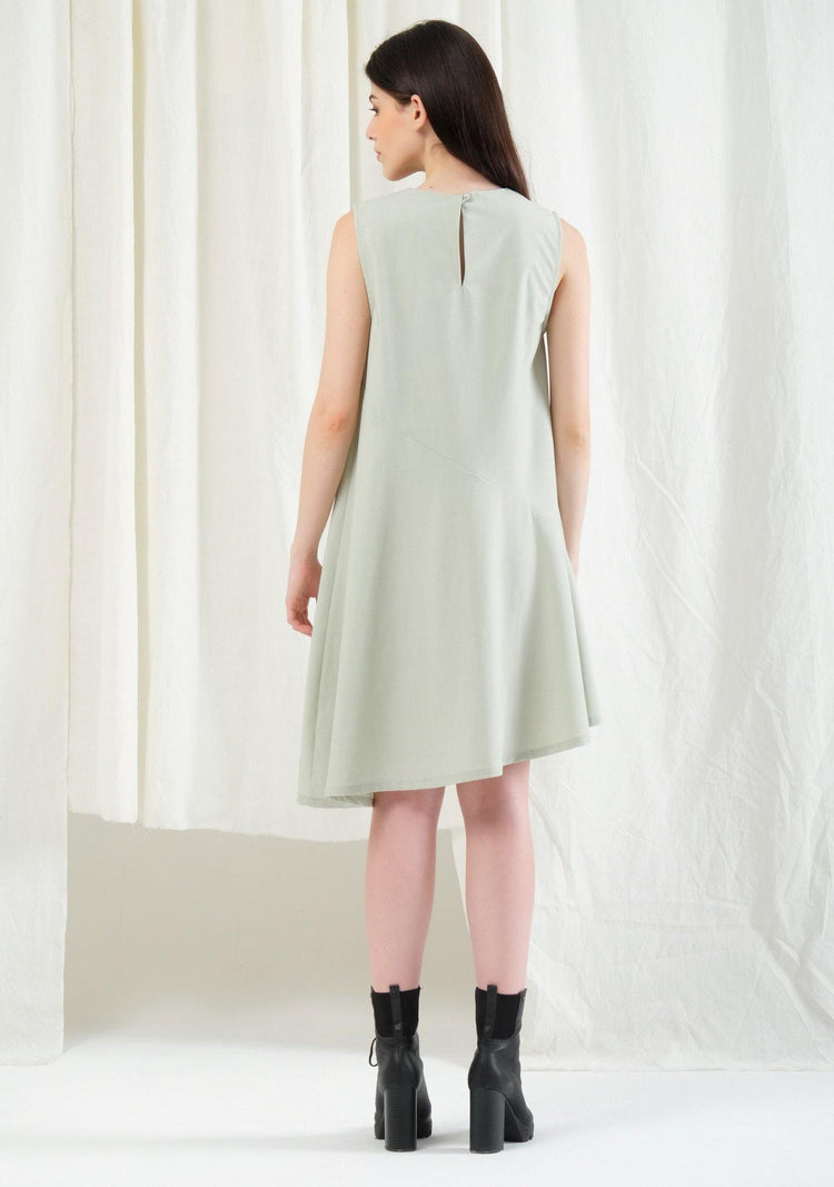 Carson Asymmetric Sleeveless Dress - Laurel - SALIENT LABEL