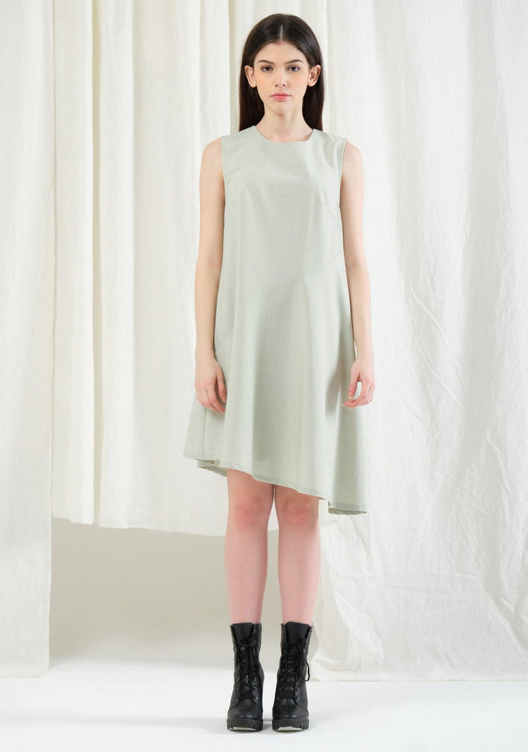 Carson Asymmetric Sleeveless Dress - Laurel - SALIENT LABEL