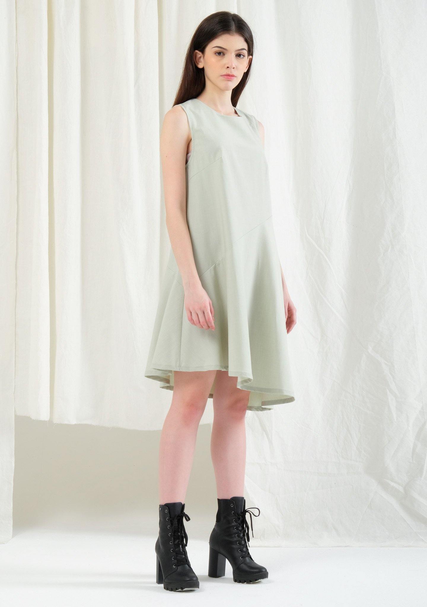 Carson Asymmetric Sleeveless Dress - Laurel - SALIENT LABEL