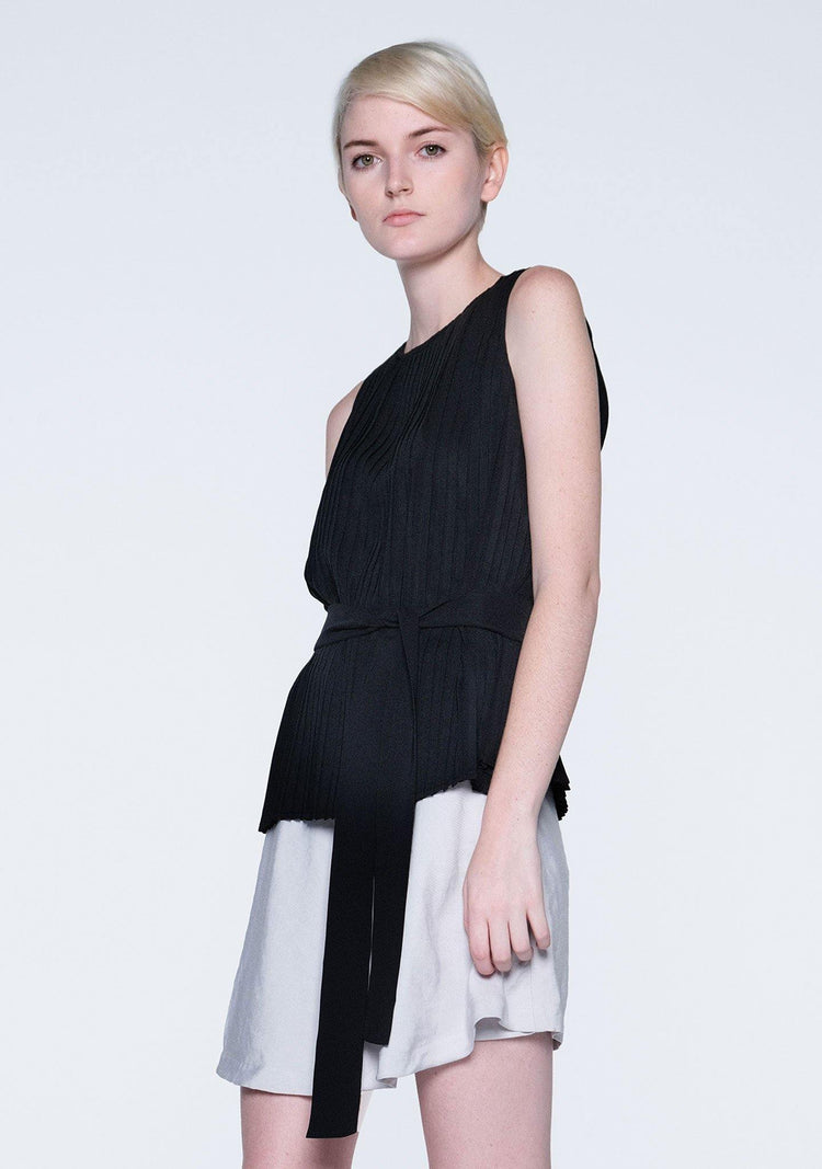 DELAINA PLEATED TOP - OBSIDIAN - SALIENT LABEL