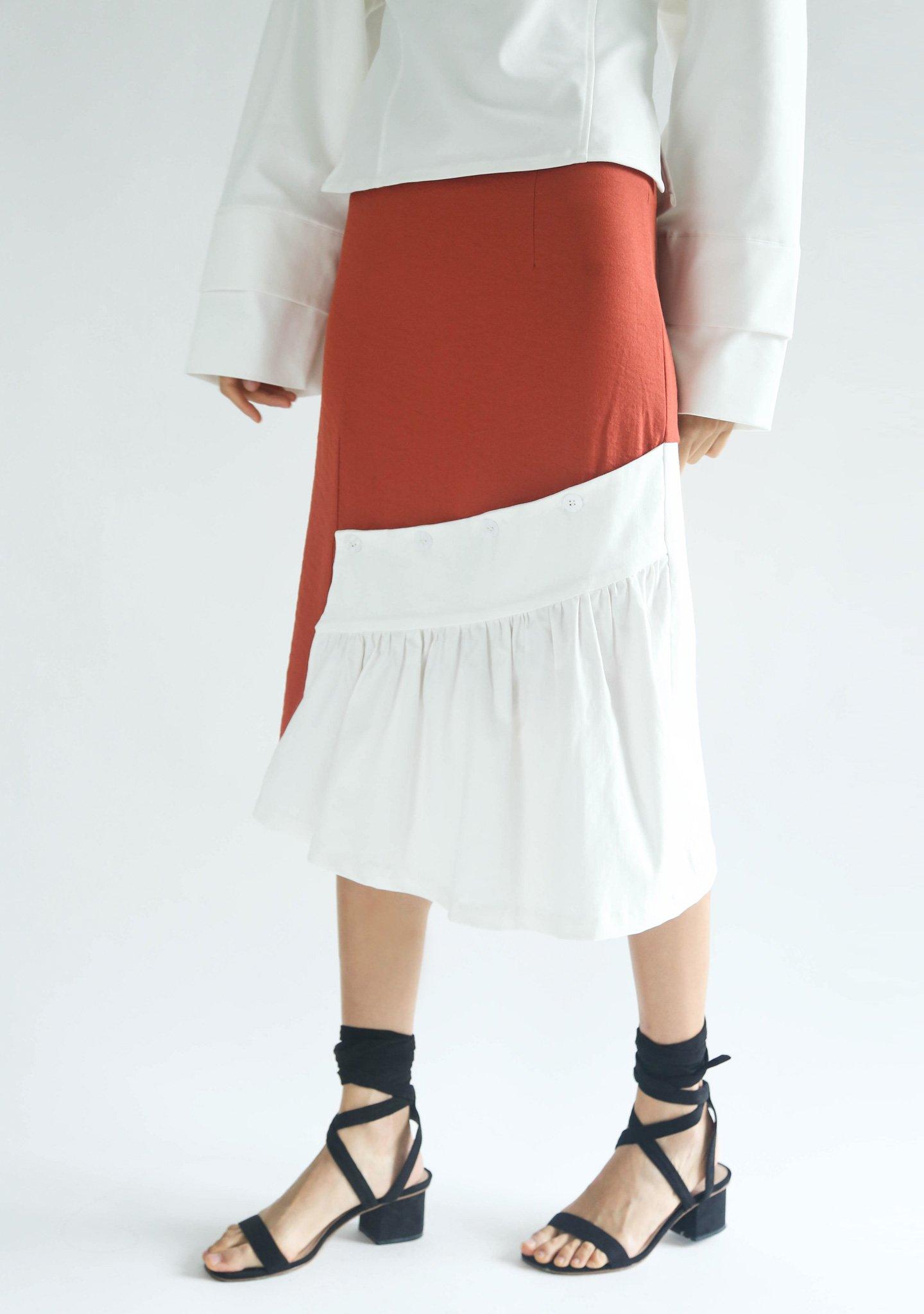 VENEXIA BUTTON DETAIL SKIRT - FLAMINGO - SALIENT LABEL