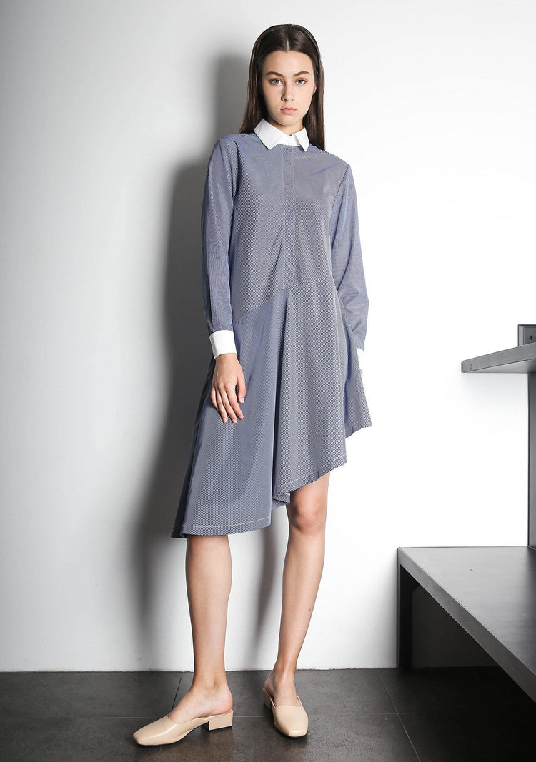 HENRIETTA ASYMMETRIC DRESS - STRIPE - SALIENT LABEL