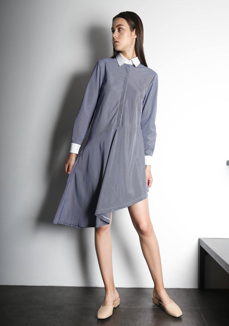 HENRIETTA ASYMMETRIC DRESS - STRIPE - SALIENT LABEL