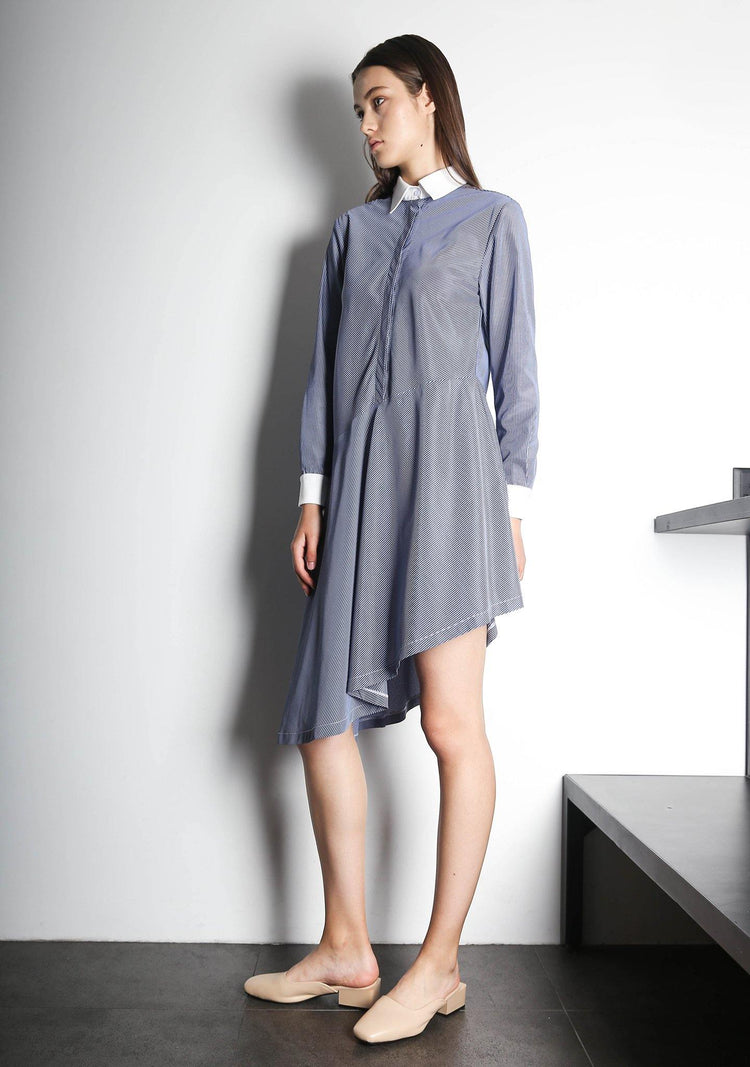 HENRIETTA ASYMMETRIC DRESS - STRIPE - SALIENT LABEL