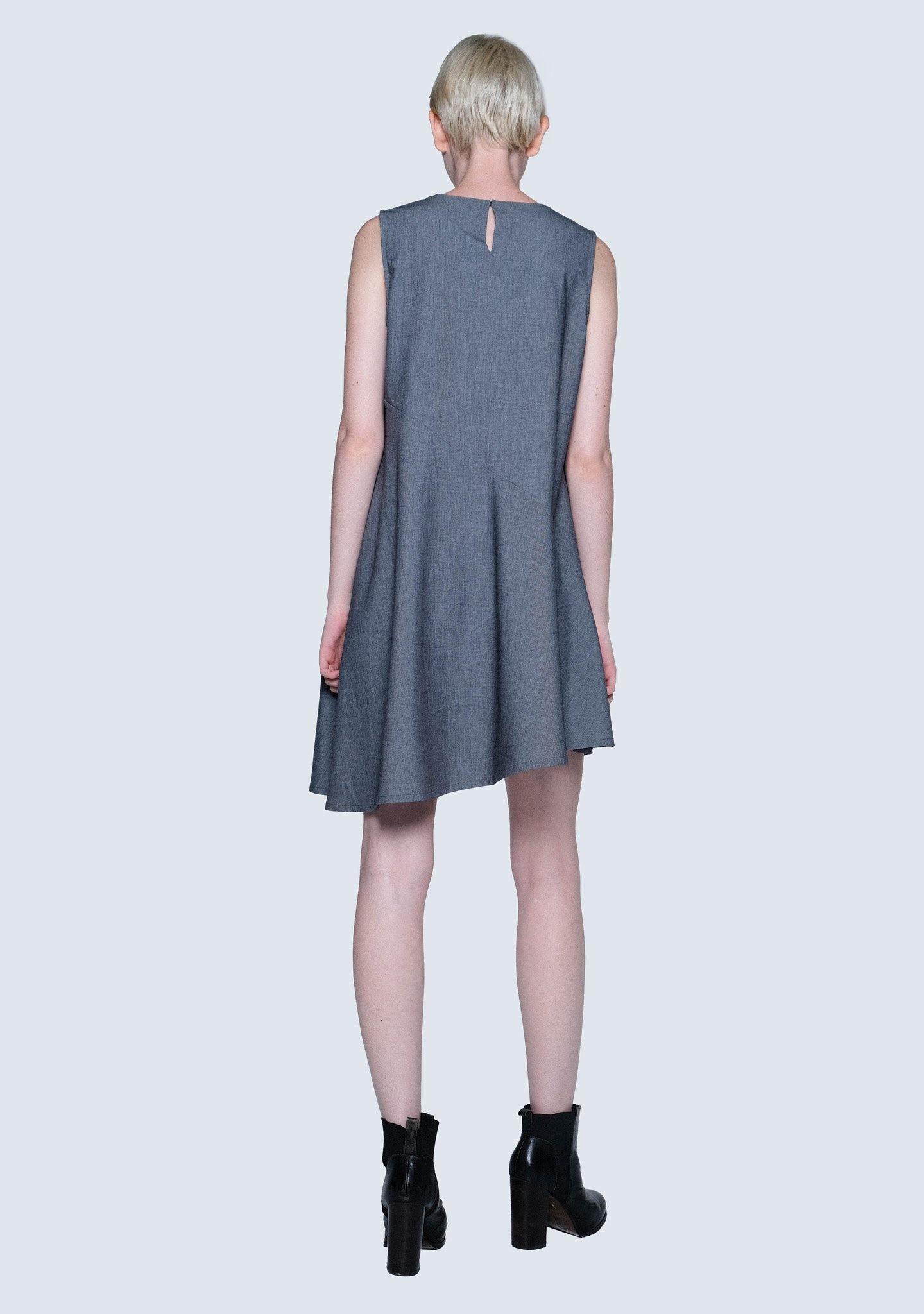 Carson Asymmetric Sleeveless Dress - Shadow - SALIENT LABEL