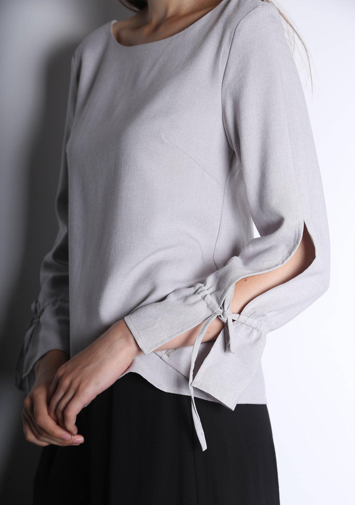 IKO LONG SLEEVED BLOUSE - SILVER CITY - SALIENT LABEL