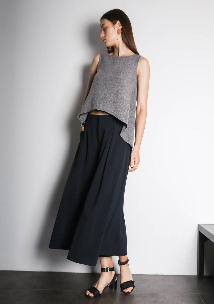 KETEL DIP BACK HEM TOP - GREY/BLACK - SALIENT LABEL