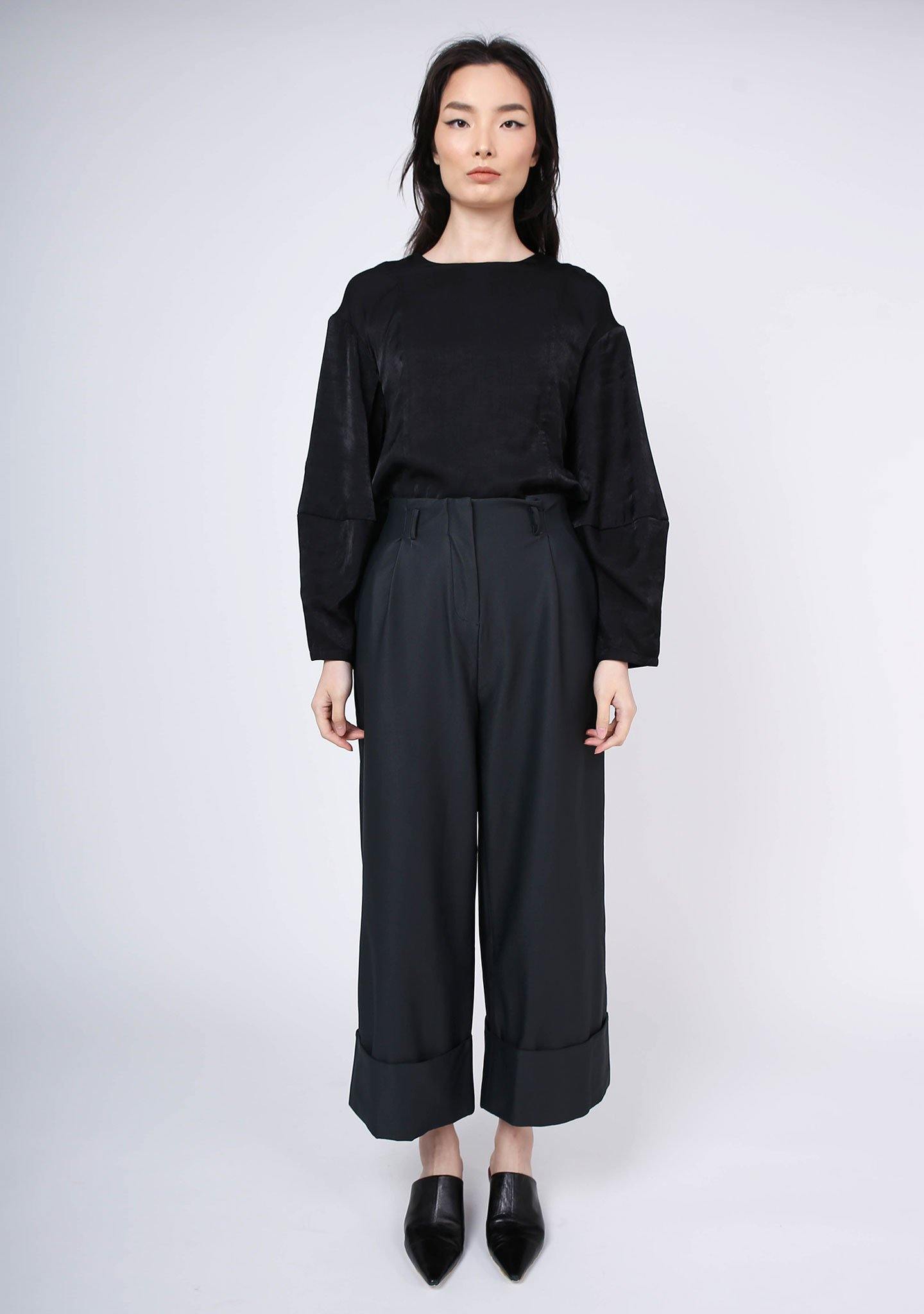 KIMBLE LANTERN SLEEVE BLOUSE - ANTHRACITE – SALIENT LABEL