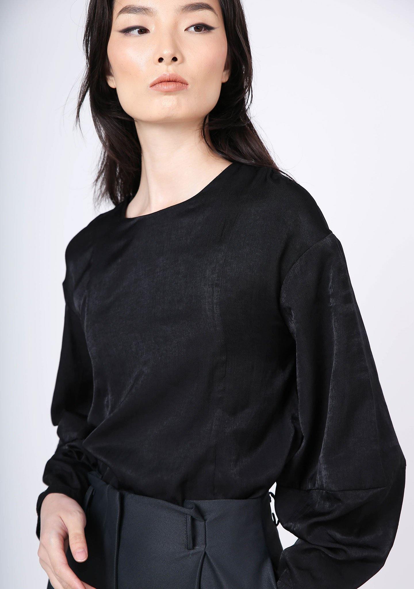 KIMBLE LANTERN SLEEVE BLOUSE - ANTHRACITE – SALIENT LABEL