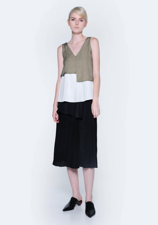 MICHON LAYERED REVERSIBLE TOP - MOSS - SALIENT LABEL