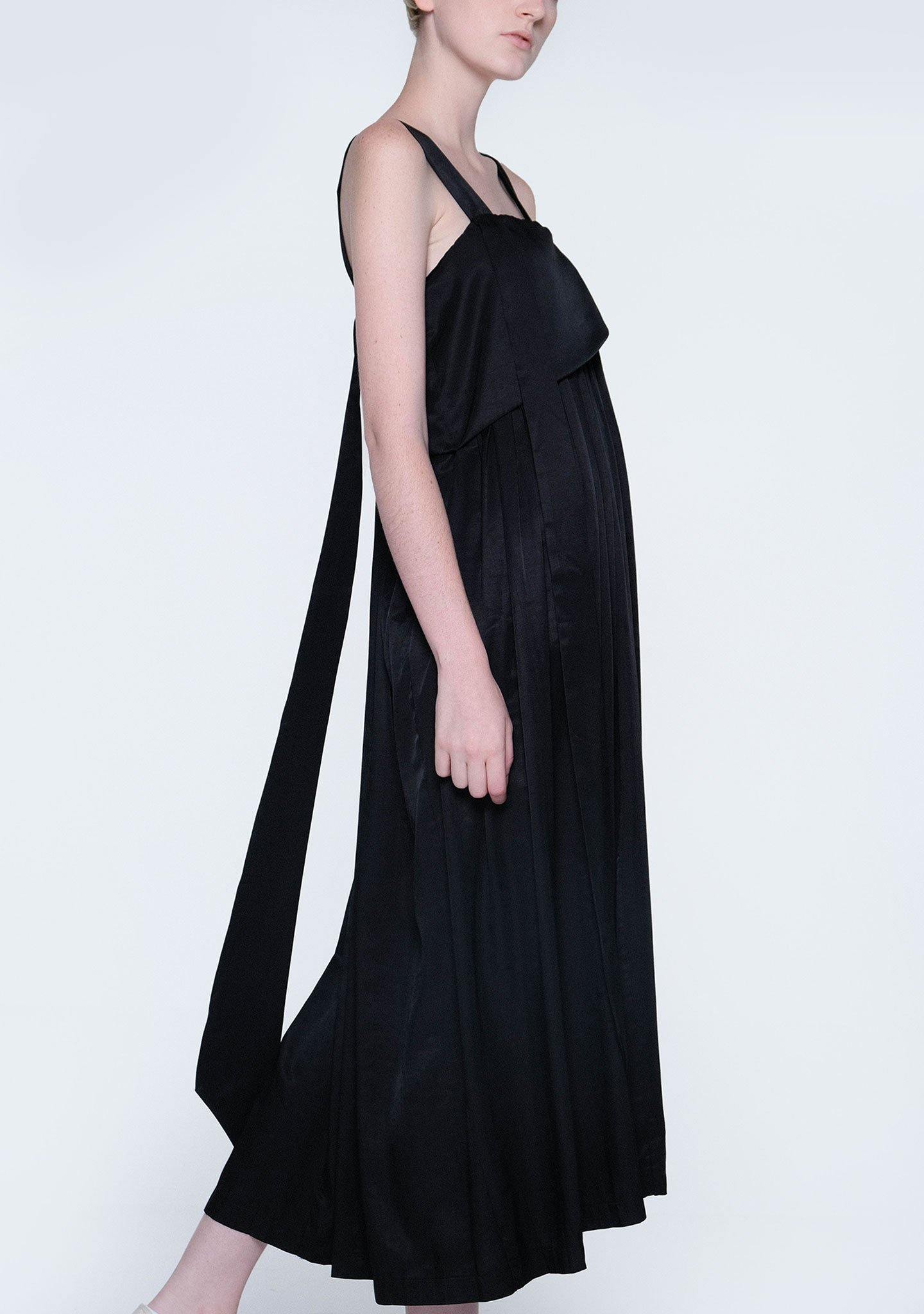MIZUKI LONG STRAP MIDI DRESS - OBSIDIAN - SALIENT LABEL