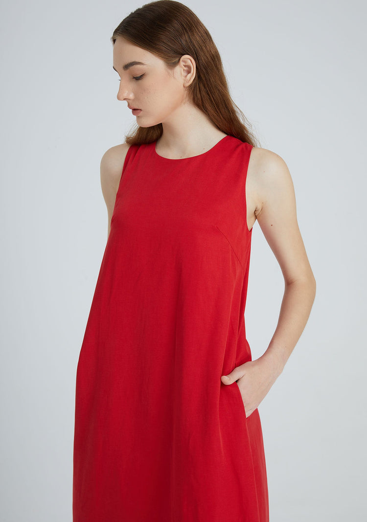 Odette Tencel™ Midi Dress in Crimson