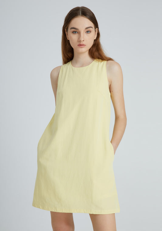 Odette Tencel™ Cut-out Back Shift Dress in Lemon