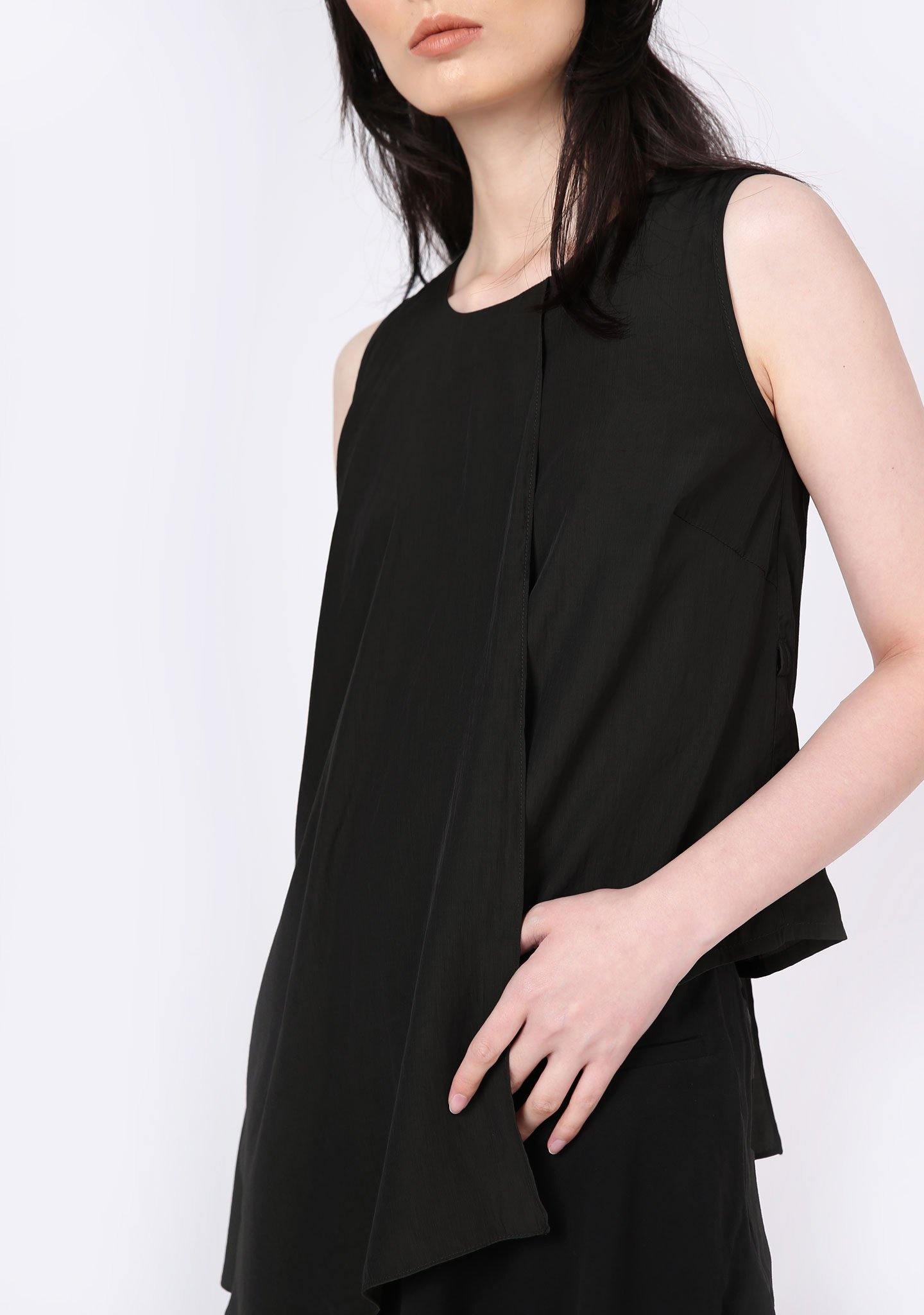 Raelyn Front Draped Panel Top - ANTHRACITE - SALIENT LABEL