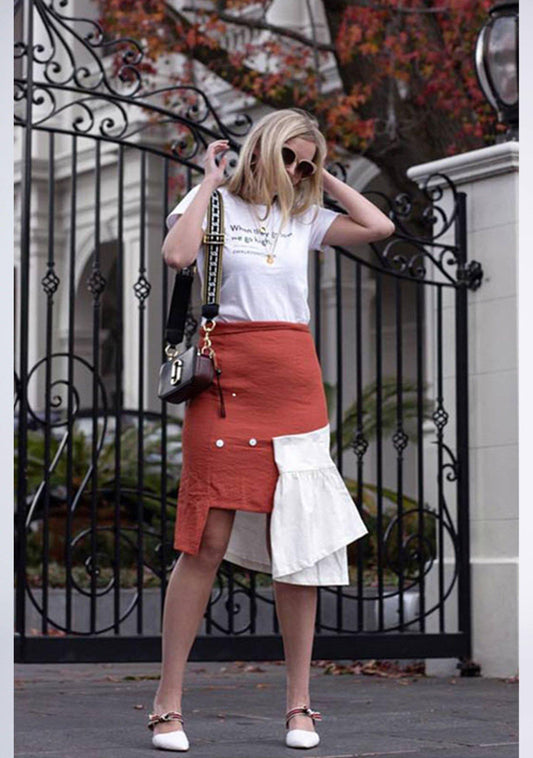 VENEXIA BUTTON DETAIL SKIRT - FLAMINGO - SALIENT LABEL